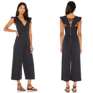 PAM & GELA Ruffle Sleeve Laced Back Jumpsuit